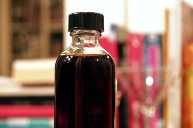 A bottle of DIY cherry bitters