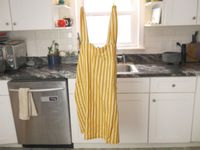 the Minna apron hanging in the kitchen