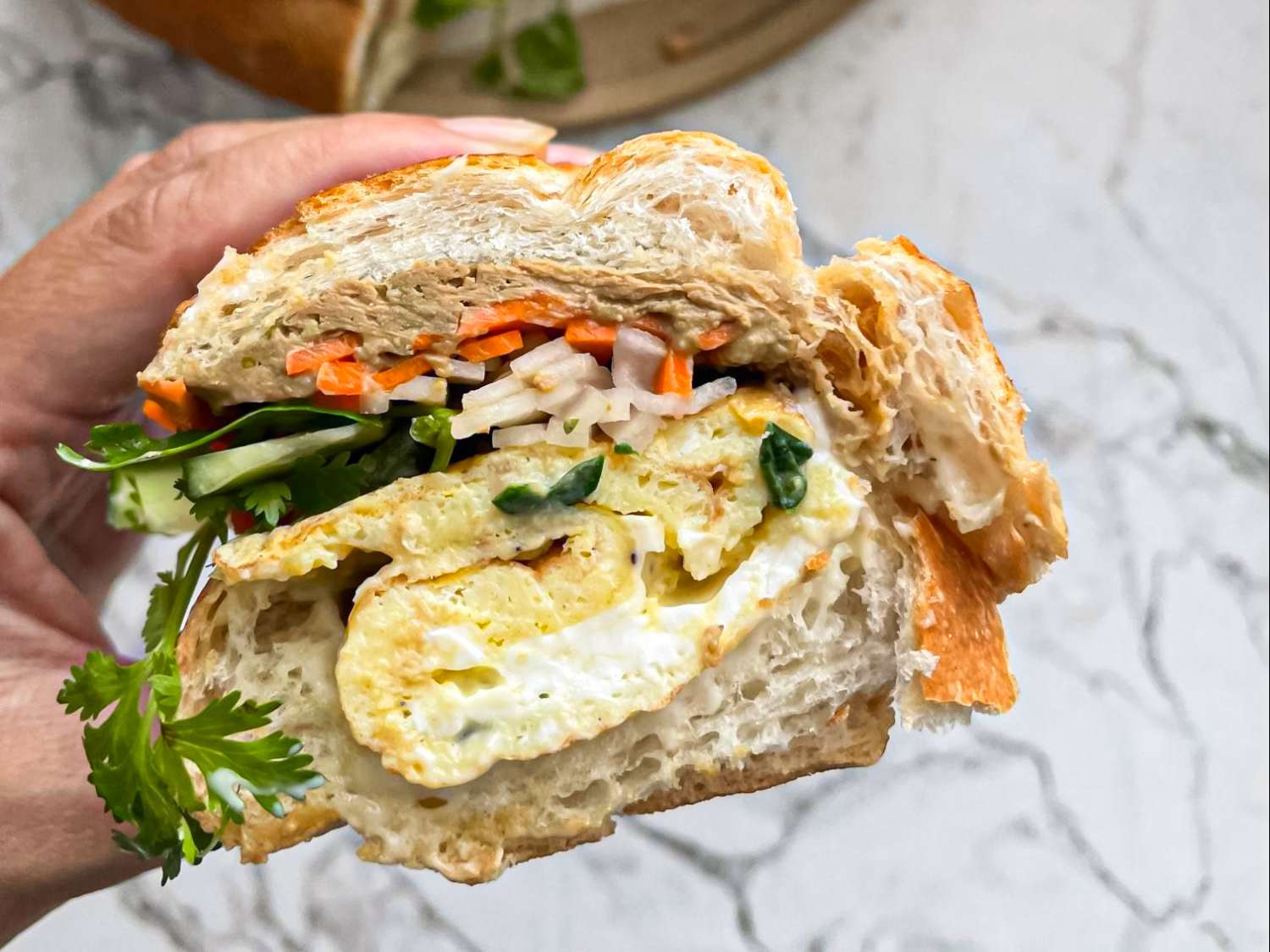 Side view of banh mi