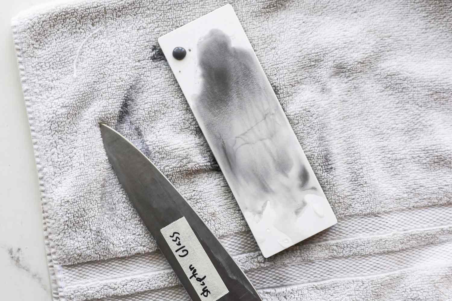 The Shapton Glass Whetstone on a white towel