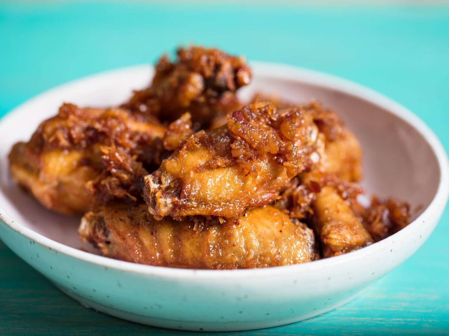 Sous vide chicken wings with XO sauce.