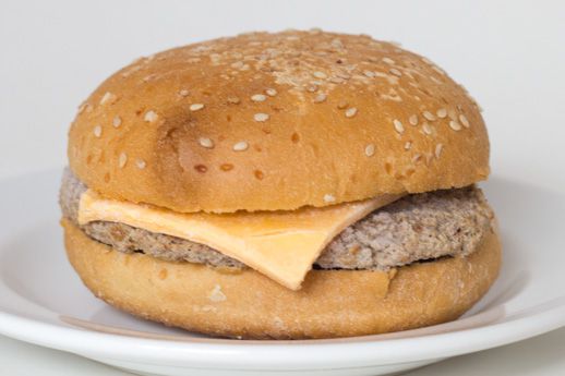 A frozen Kroger cheeseburger