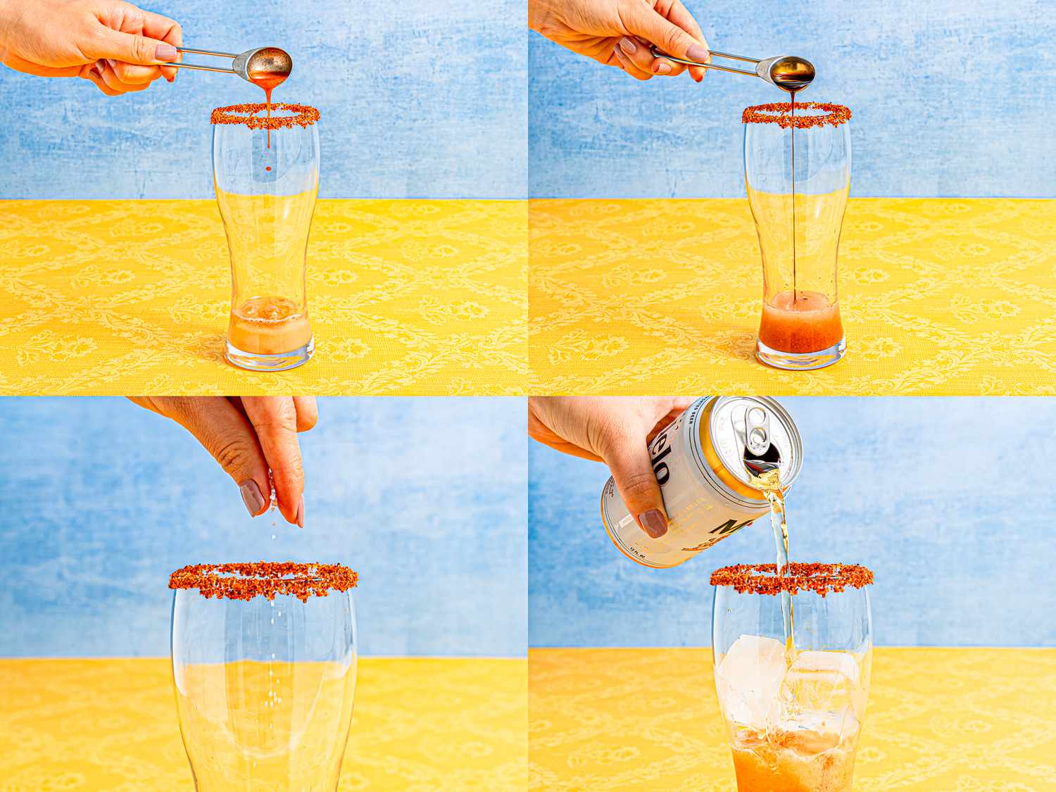 Four image collage of building michelada