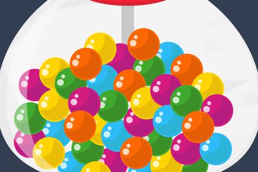 A cartoon illustration of gumballs in a gumball machine.