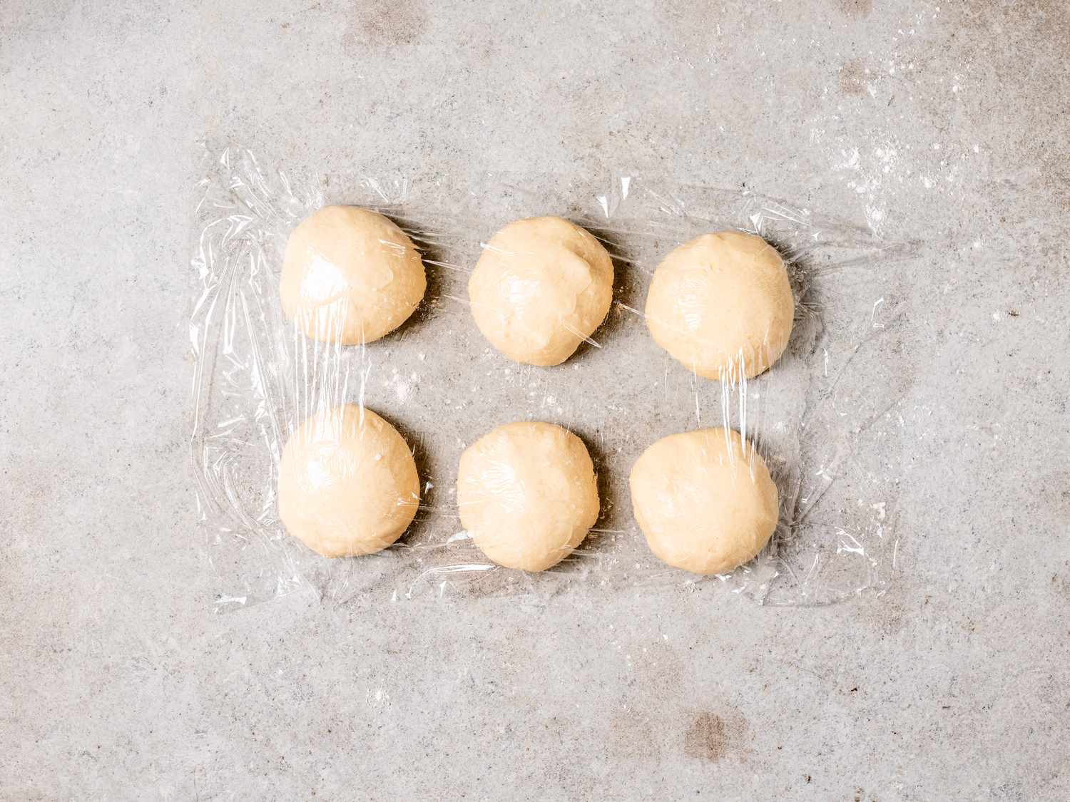 Overhead view of dough proofing