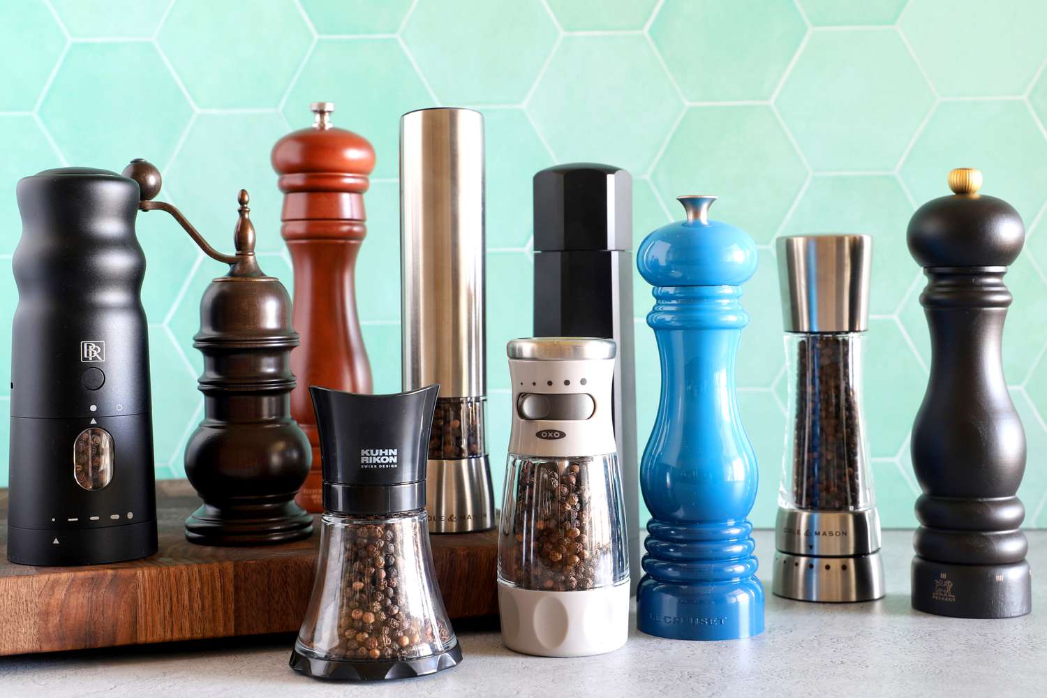a variety of pepper mills 