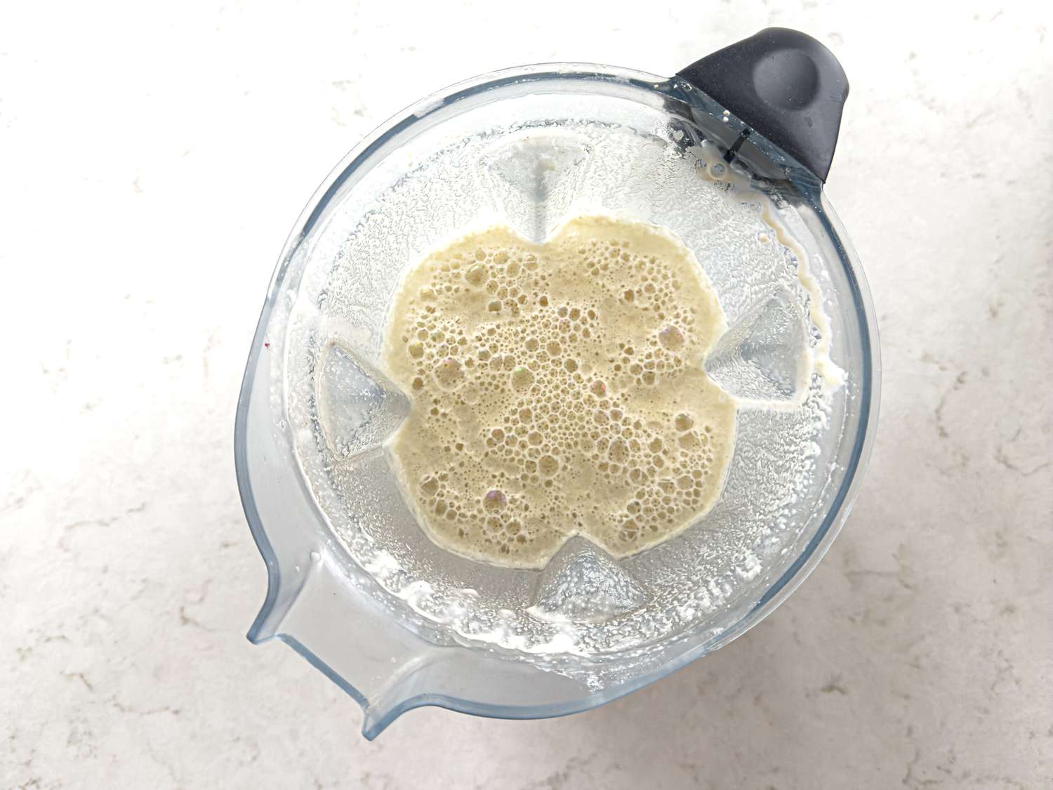 Overhead of batter in the blender
