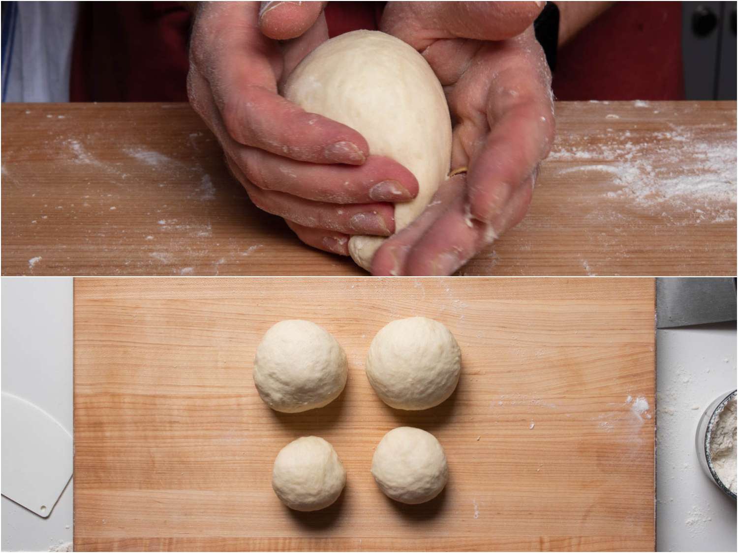 Forming dough portions into balls