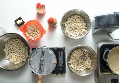 Popcorn being made with different methods