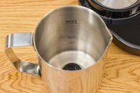 The Instant Pot frother's stainless steel pitcher.