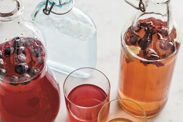 Blueberry Water Kefir, Coconut Water Kefir, Hibiscus-Ginger Water Kefir