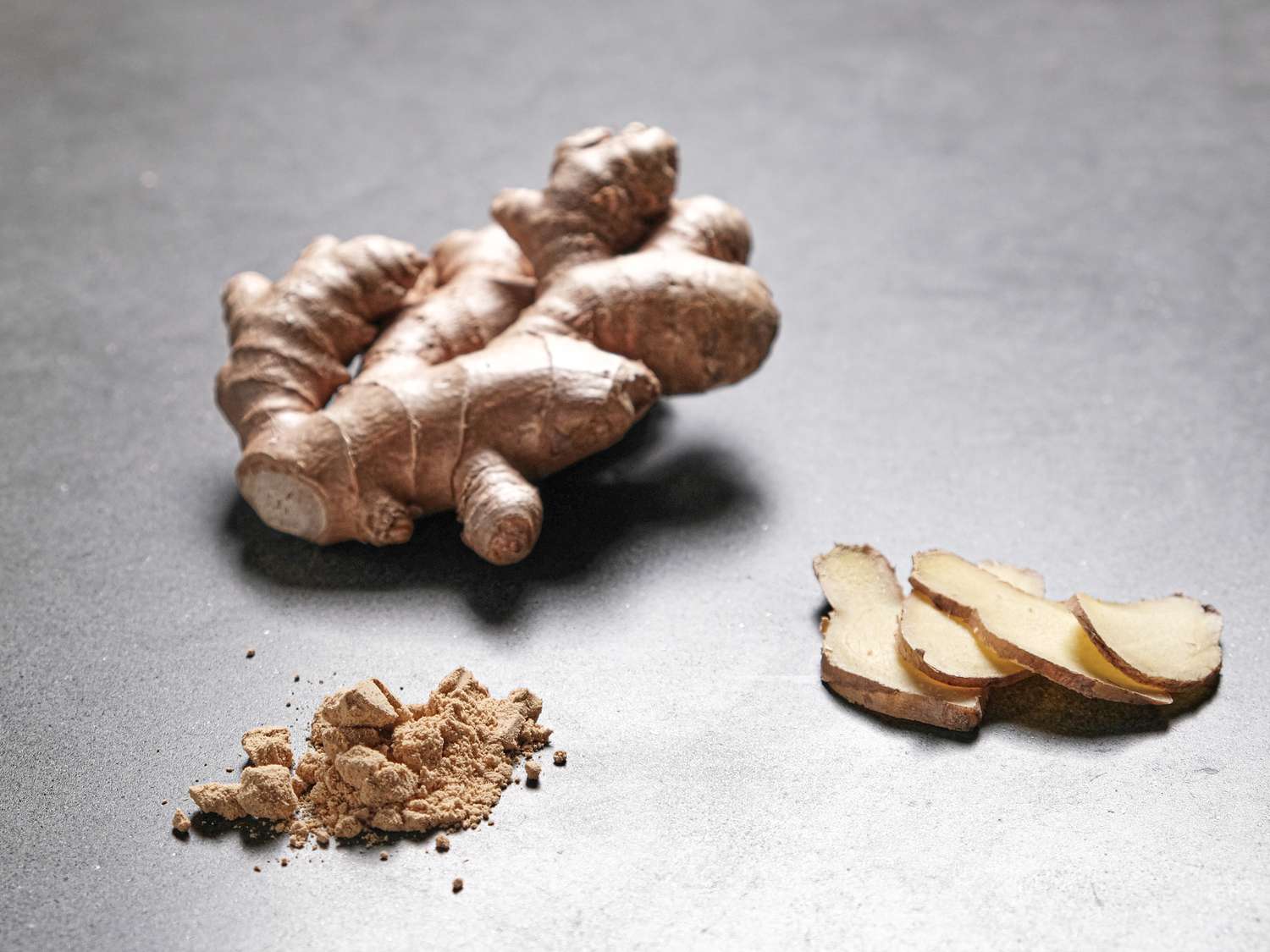 Overhead view of ginger three ways