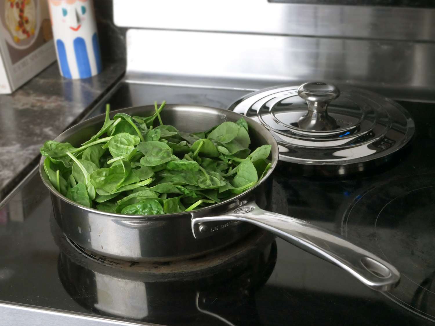 spinach in a saute pan 