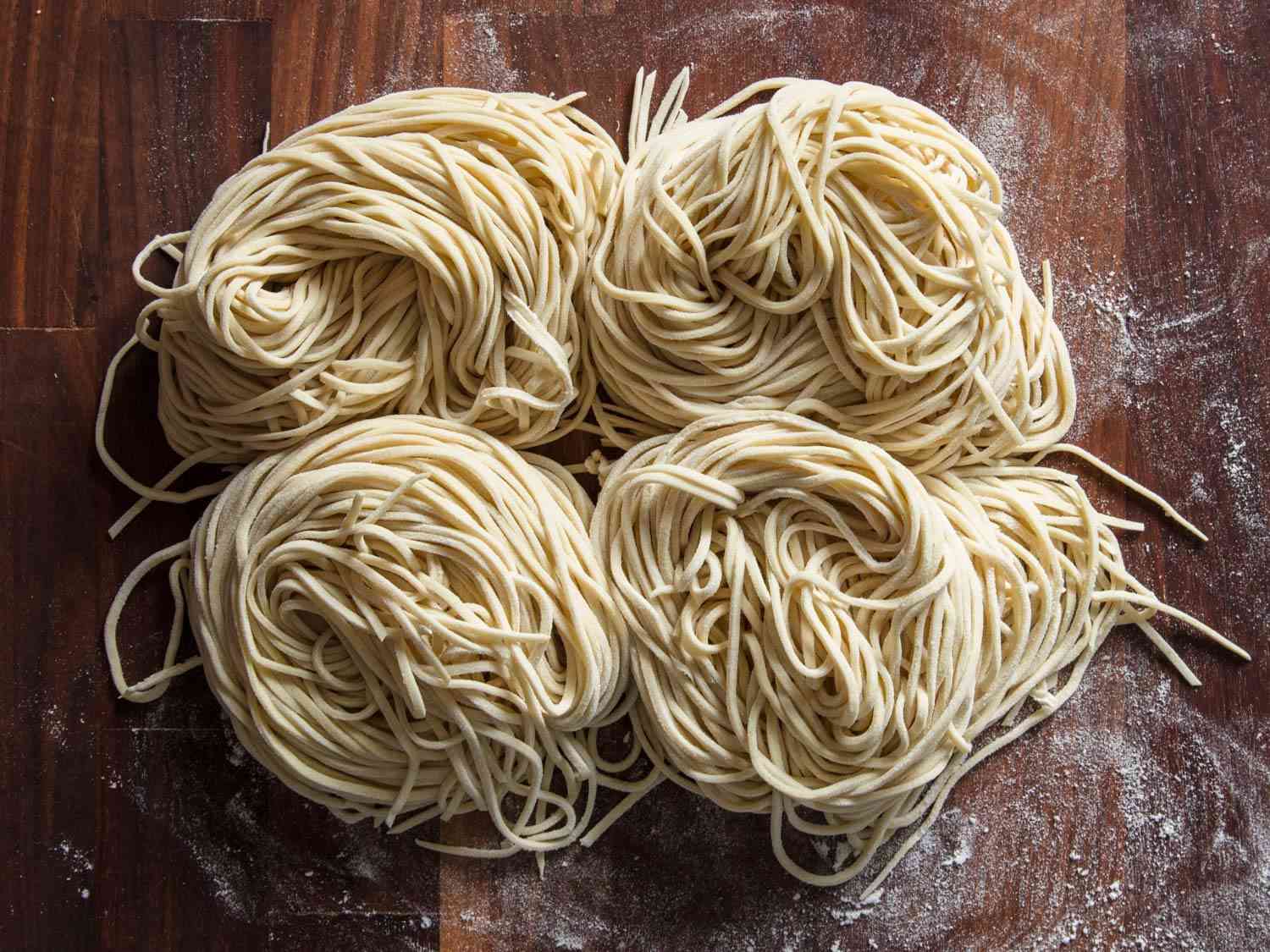 Four nests of homemade ramen noodles