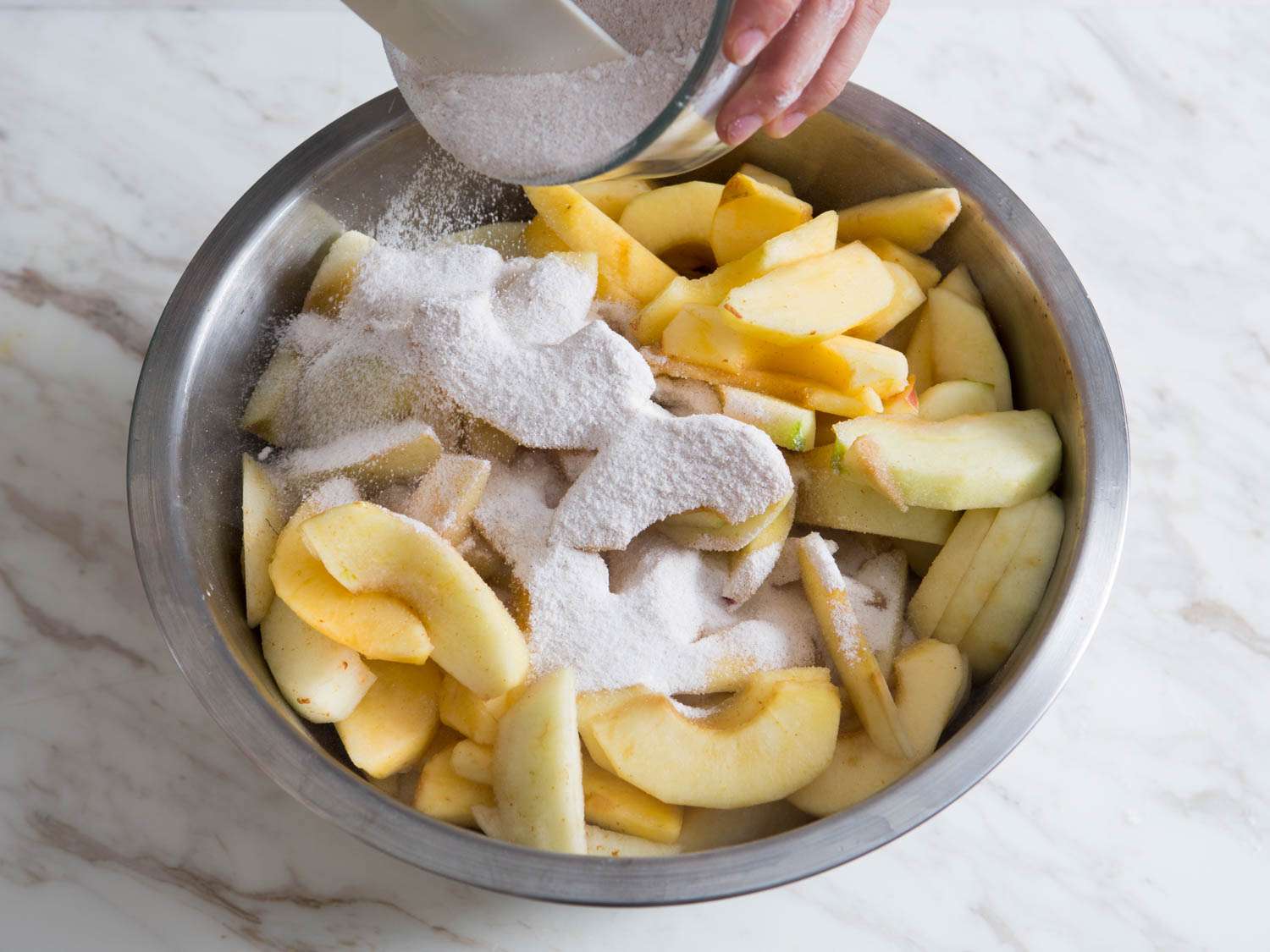 Add sugar, salt, cinnamon and cornstarch