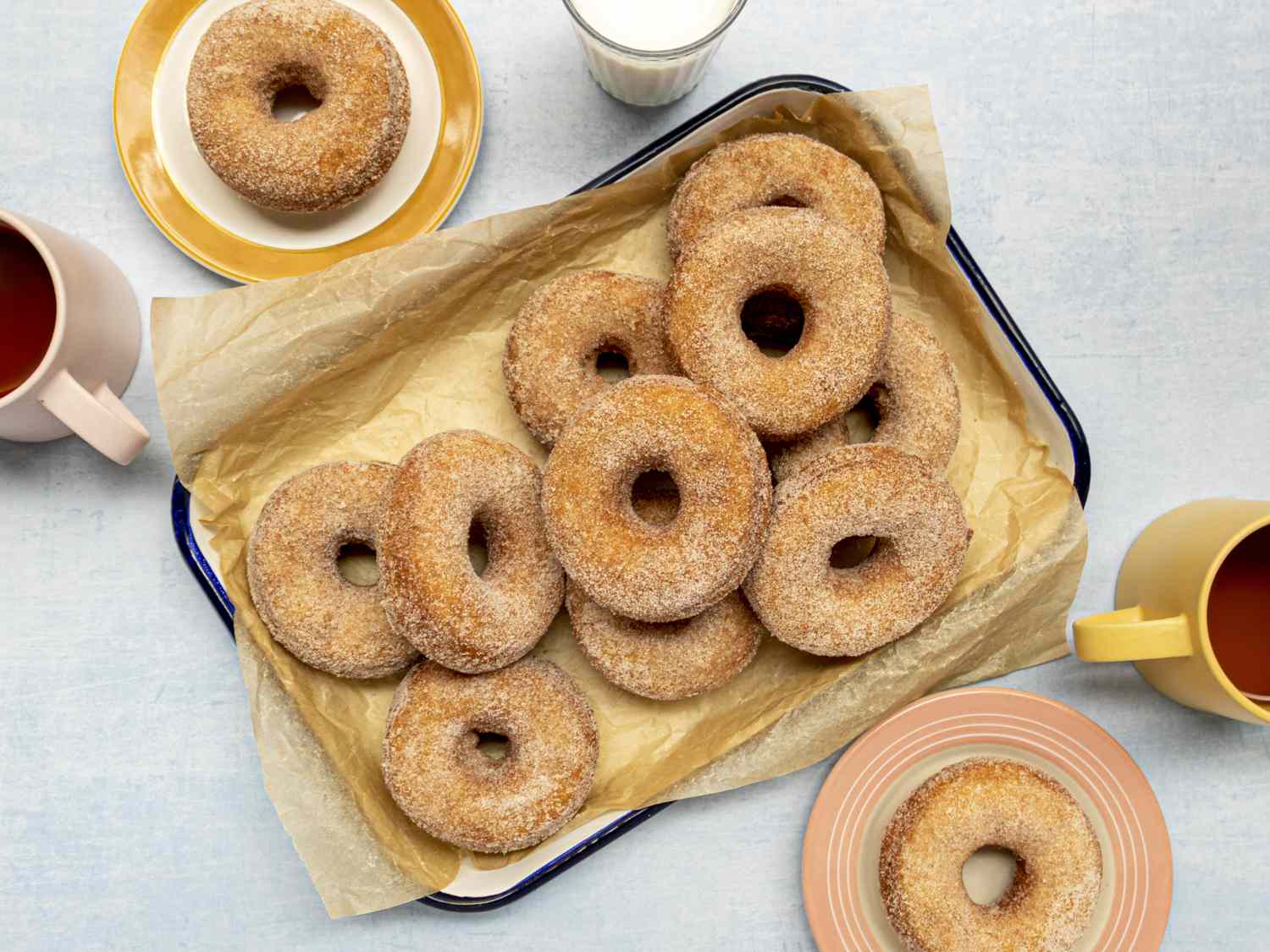 overhead shot of potato doughnuts