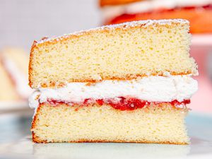 Side view of Victoria Sponge Cake