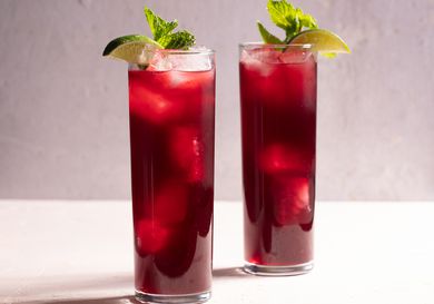 Hibiscus and pineapple skin tea on ice