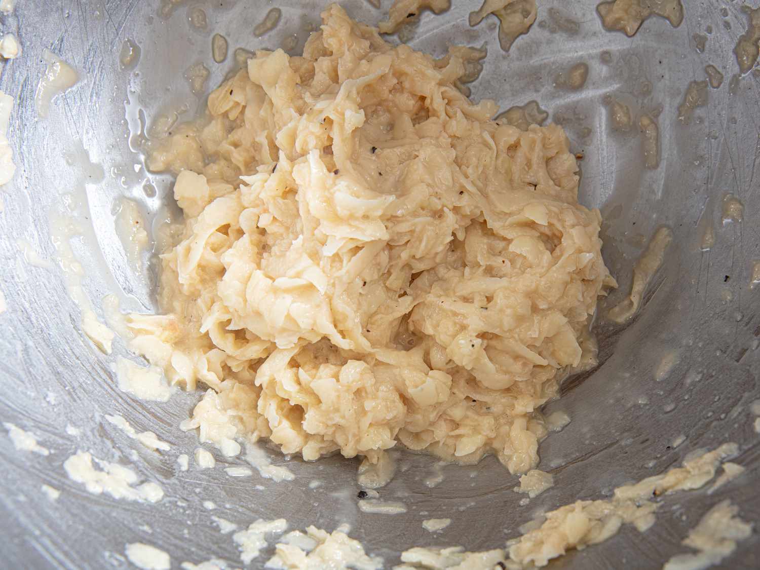 Look at latkes after adding potato starch