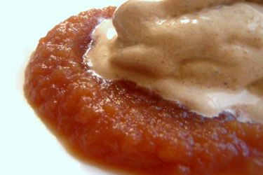 Closeup of an Apple, Browned Butter, & Sour Cream Ice Cream