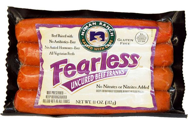 A package of Niman Ranch uncured beef franks.