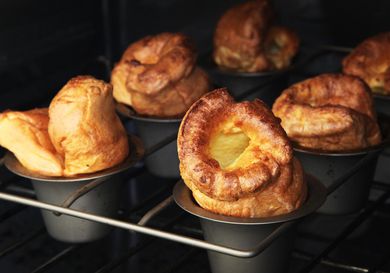 Yorkshire pudding, baked in a popover tin.