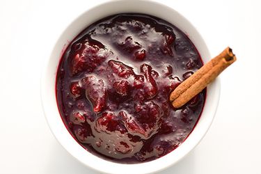 Overhead closeup of Spiced Red Wine Cranberry Sauce