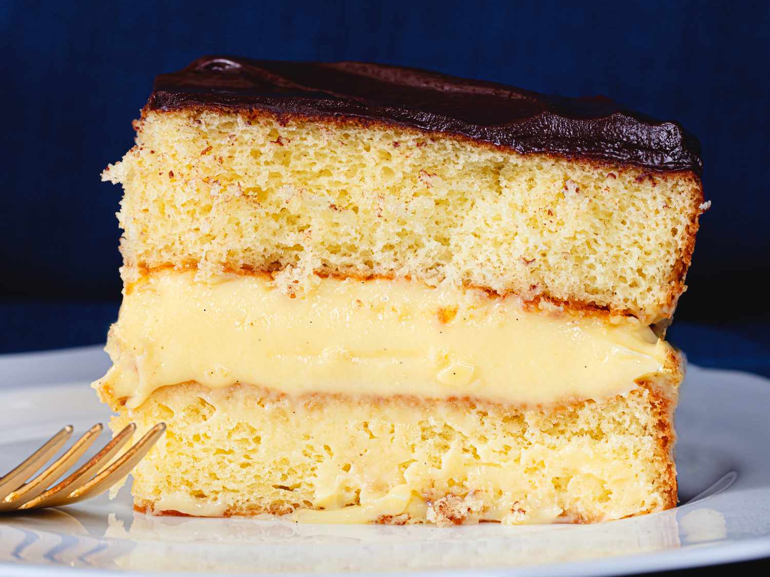 Side view of Boston Cream Pie