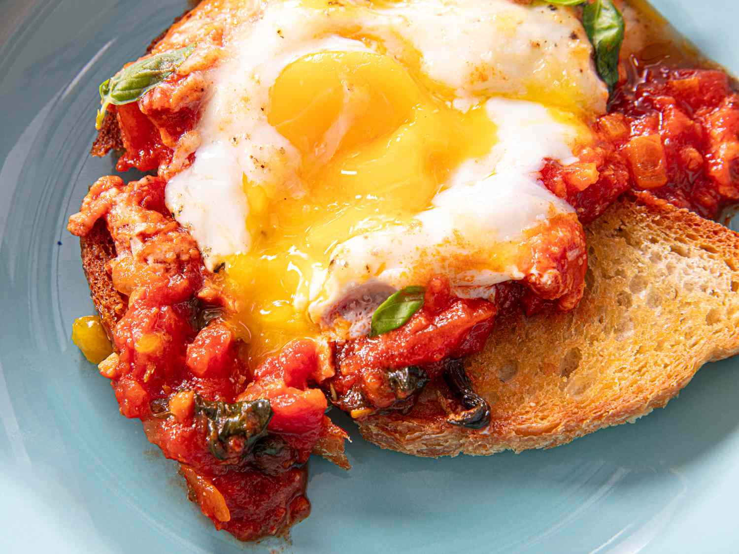 Side view of eggs in purgatory