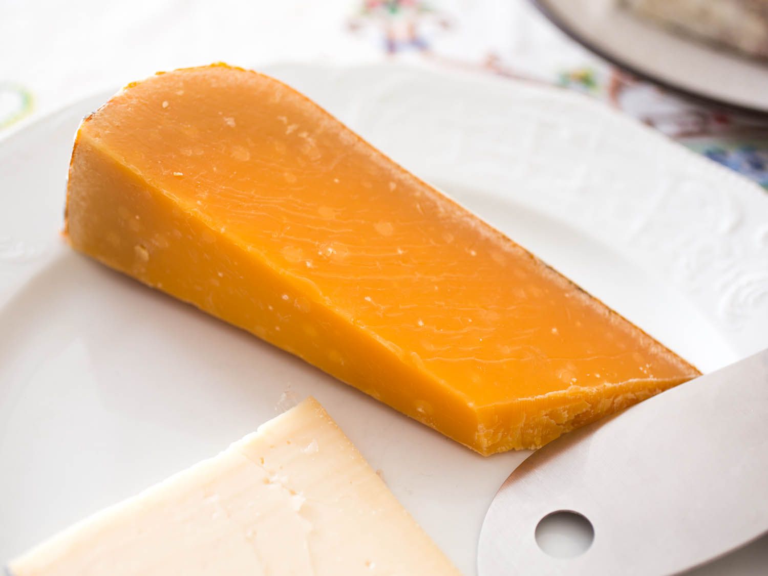 A wedge of aged gouda. 