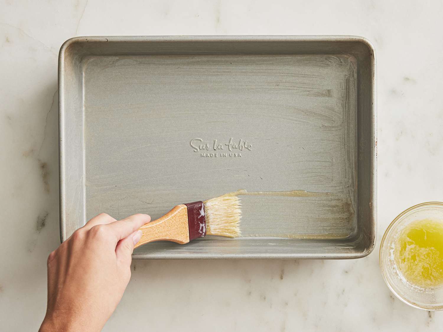 a sheet pan brushed with oil 
