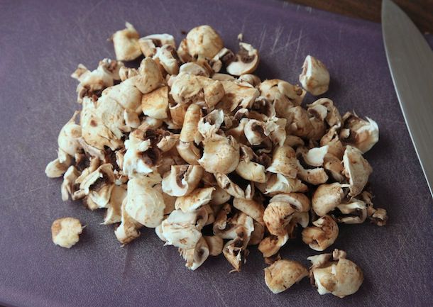 A pile of mushroom pieces.