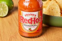 Close up of Frank's RedHot Original Cayenne Pepper Sauce