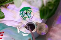 Adding water to the iDoo indoor herb garden.