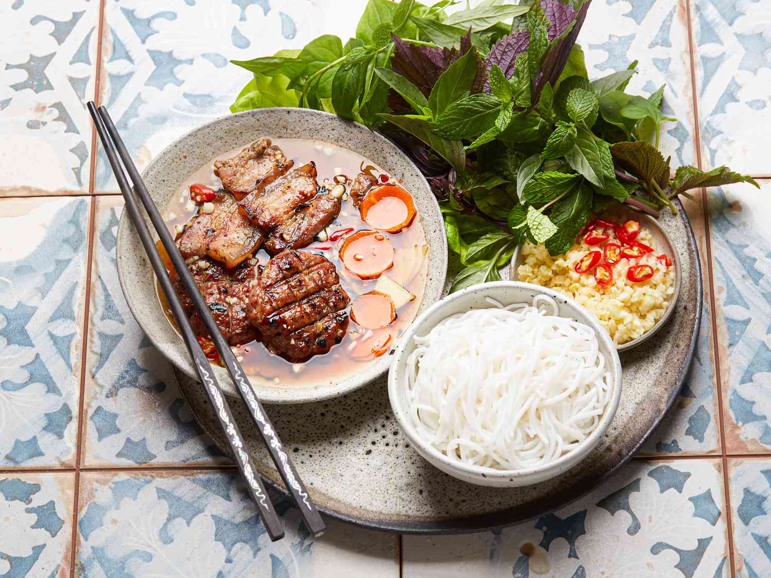 Side view of bun cha hanoi