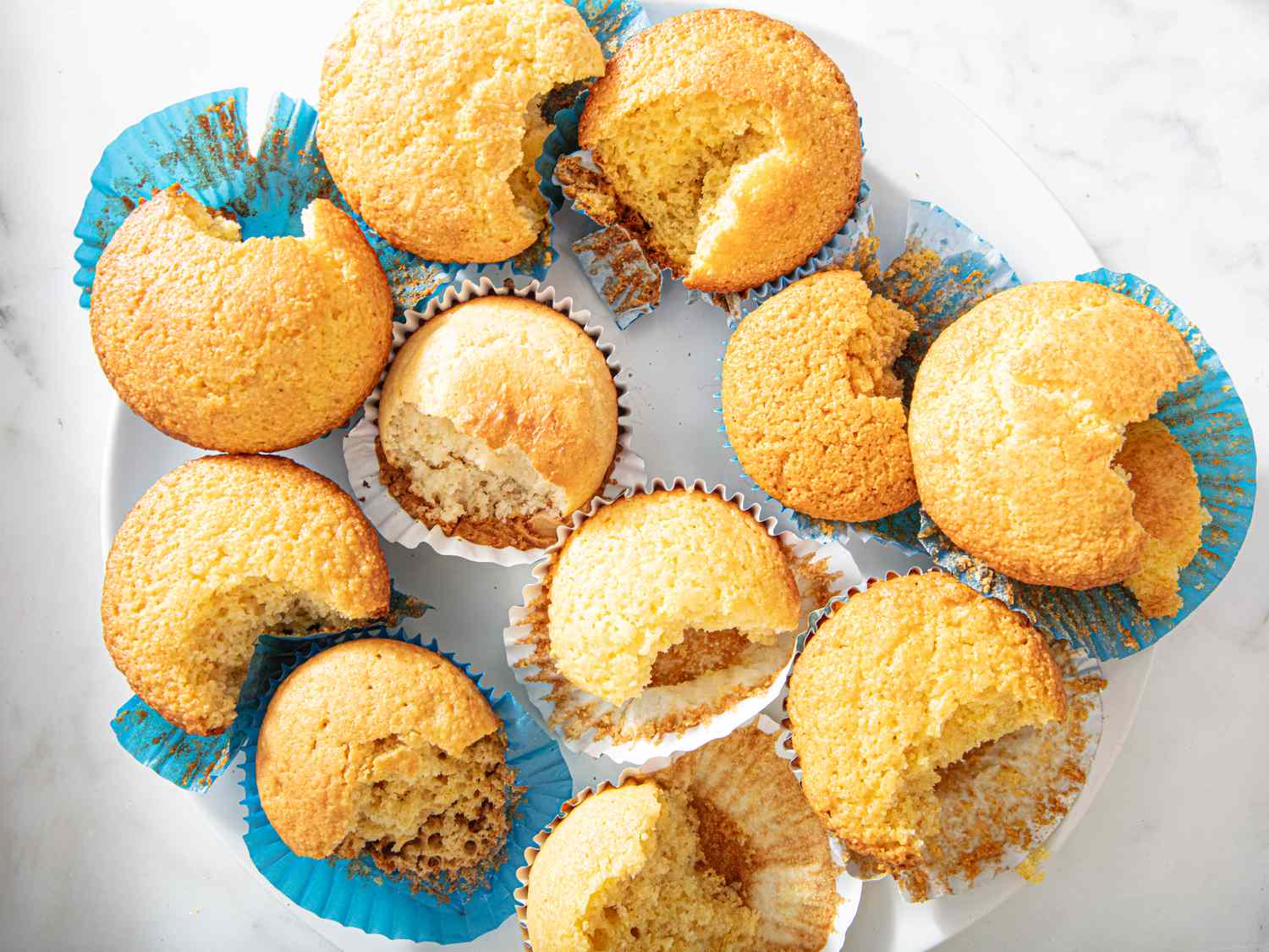 Overhead view of cornbreads