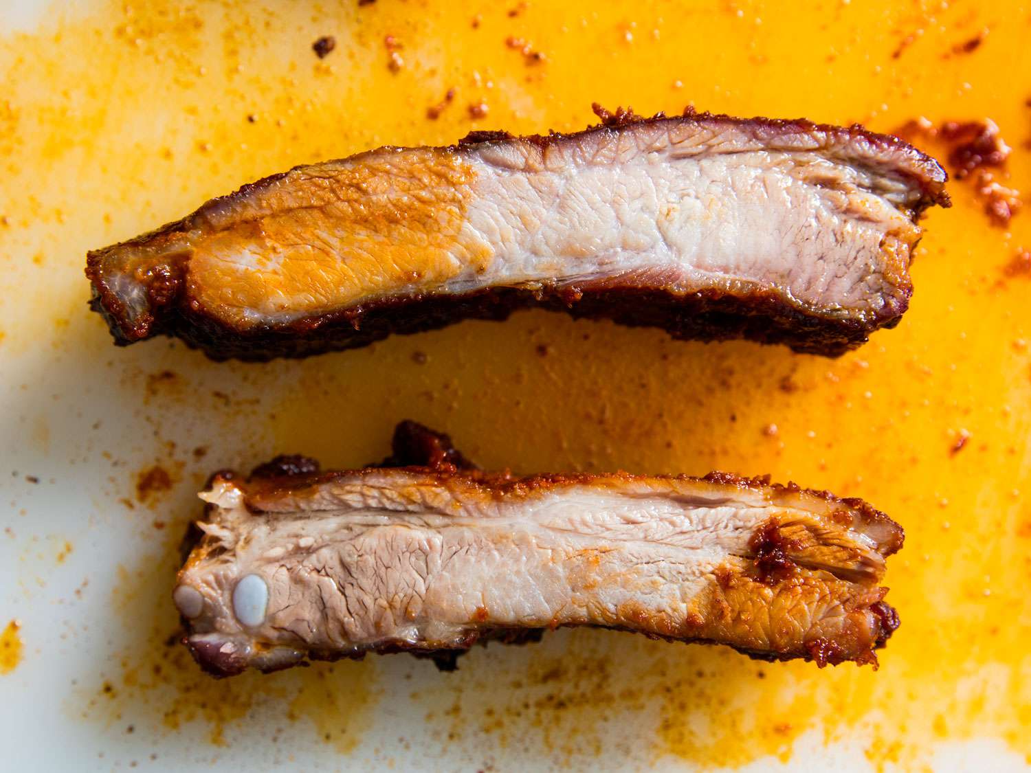 Comparing rib cooked unwrapped to rib cooked partially wrapped