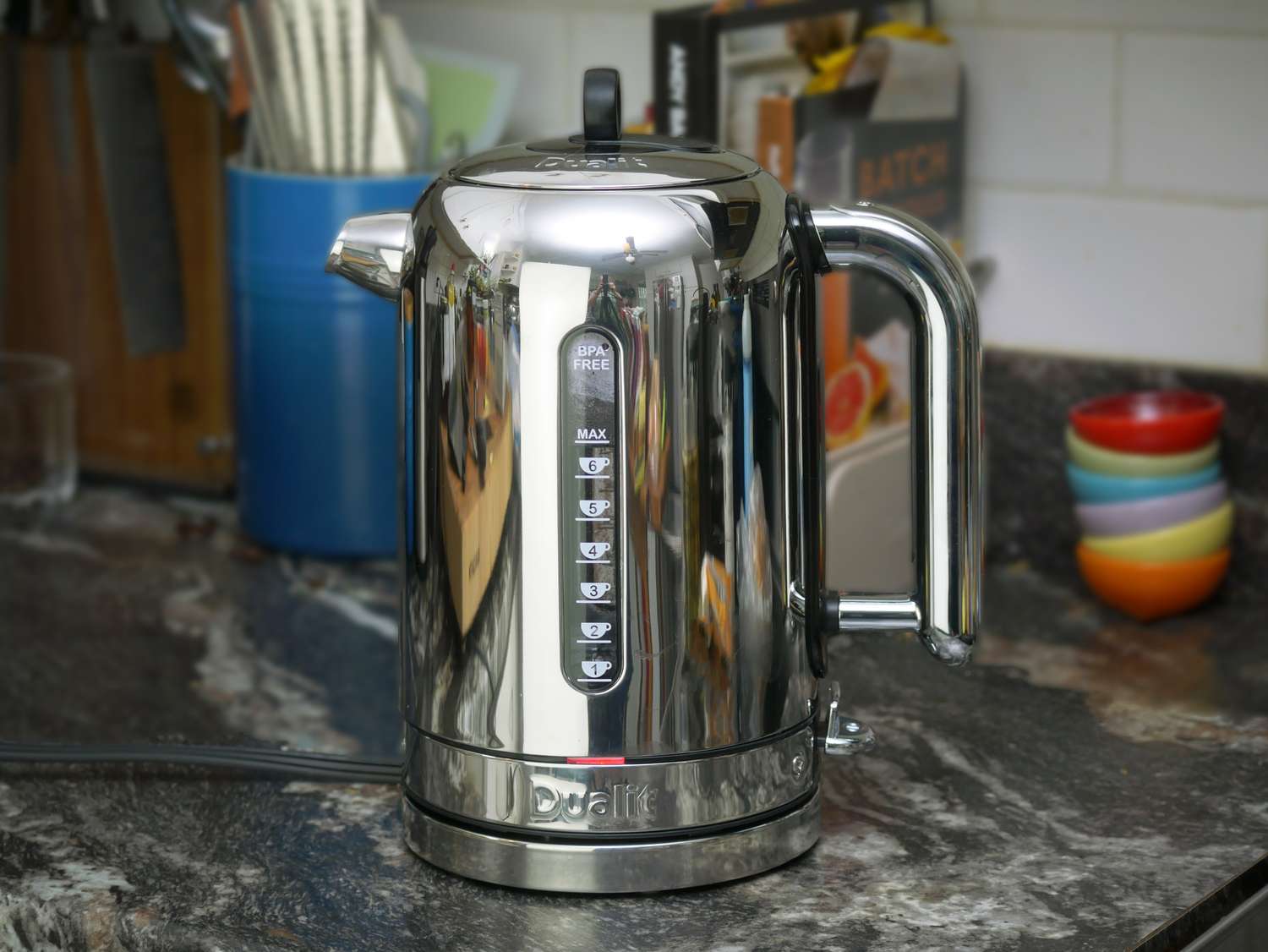 the dualit kettle on a countertop