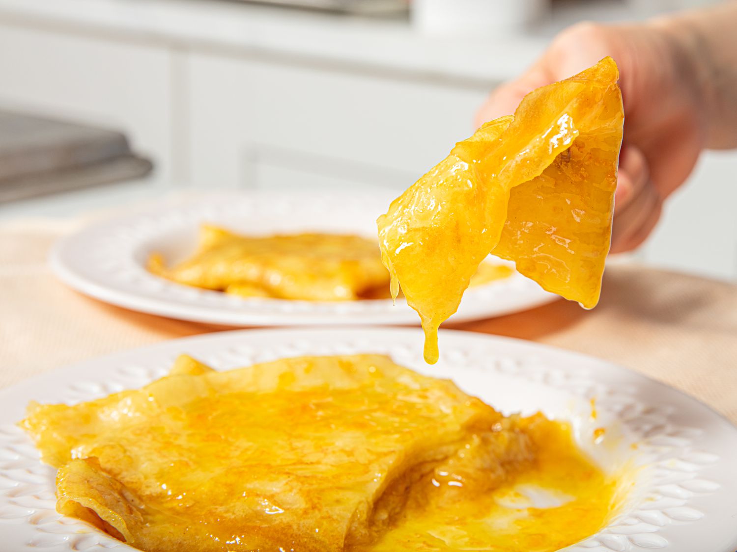 Side view of lifting a bite up 