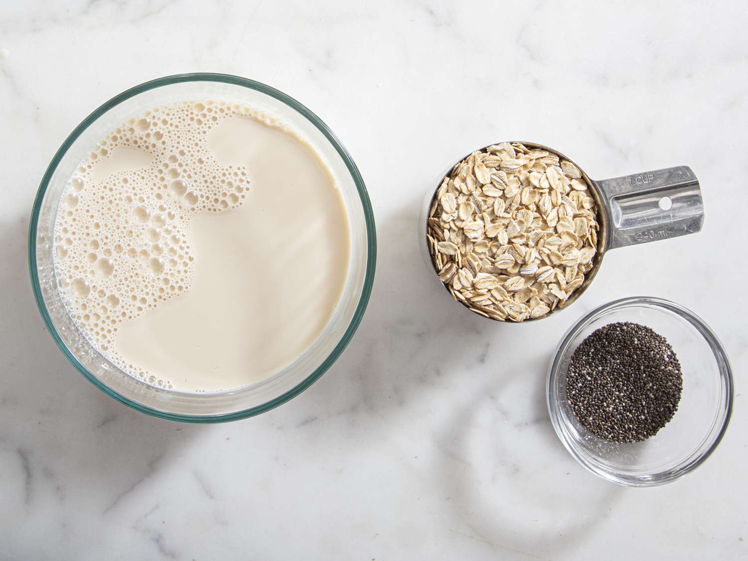 Overhead view of overnight oats ingredients