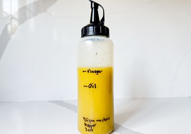 Squeeze bottle with vinegar and oil