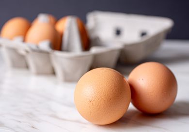 Side view of two eggs