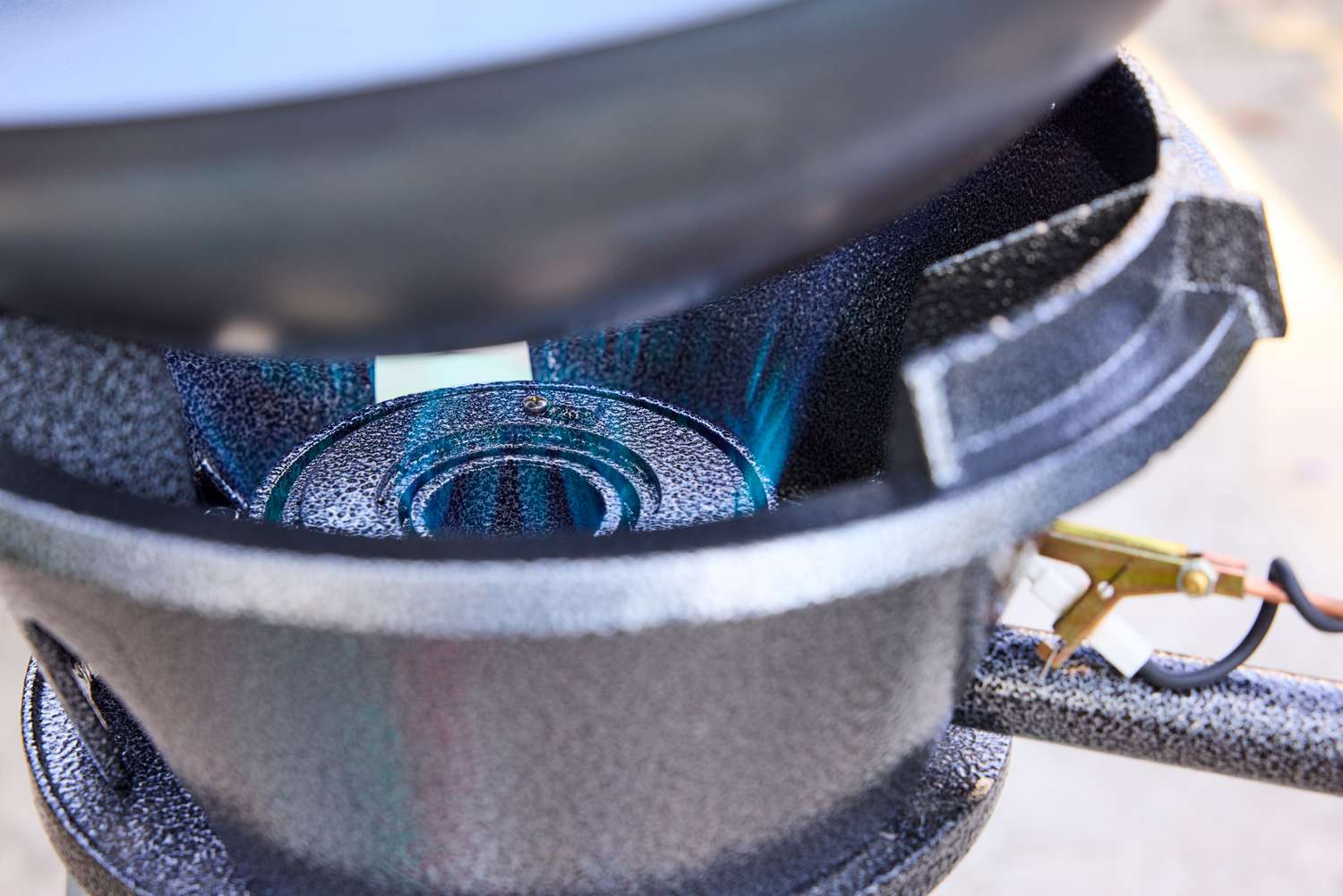 The flame of the PowerFlamer outdoor wok burner.