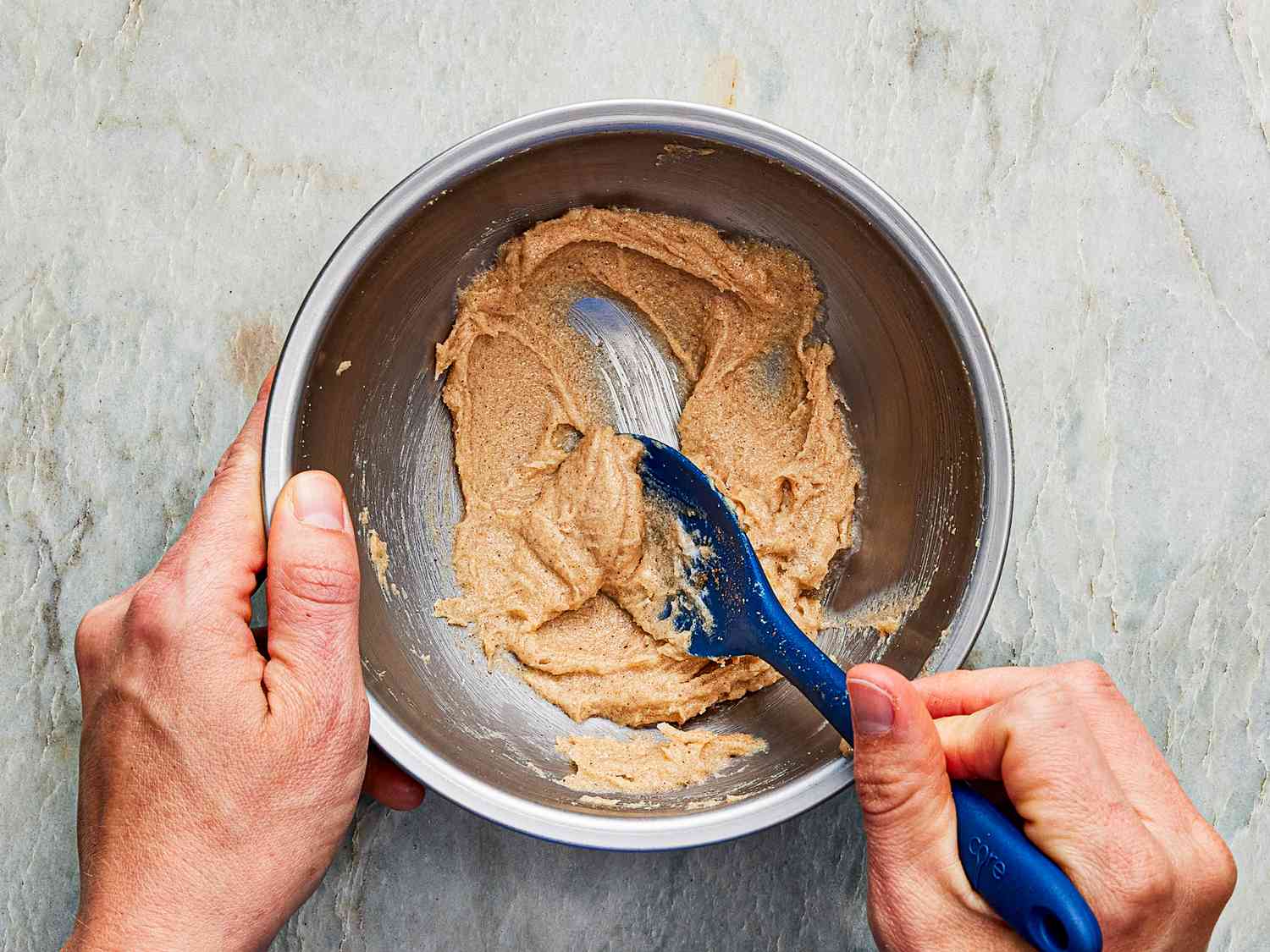 Overhead view of mixing honey butter