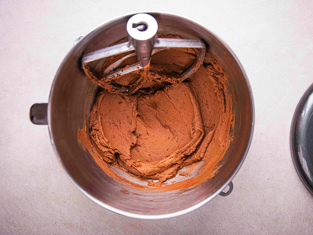 Overhead view of frosting