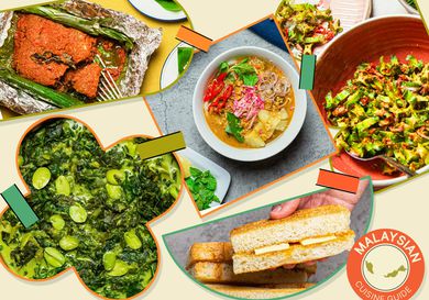 Graphic with multipl Malaysian dishes