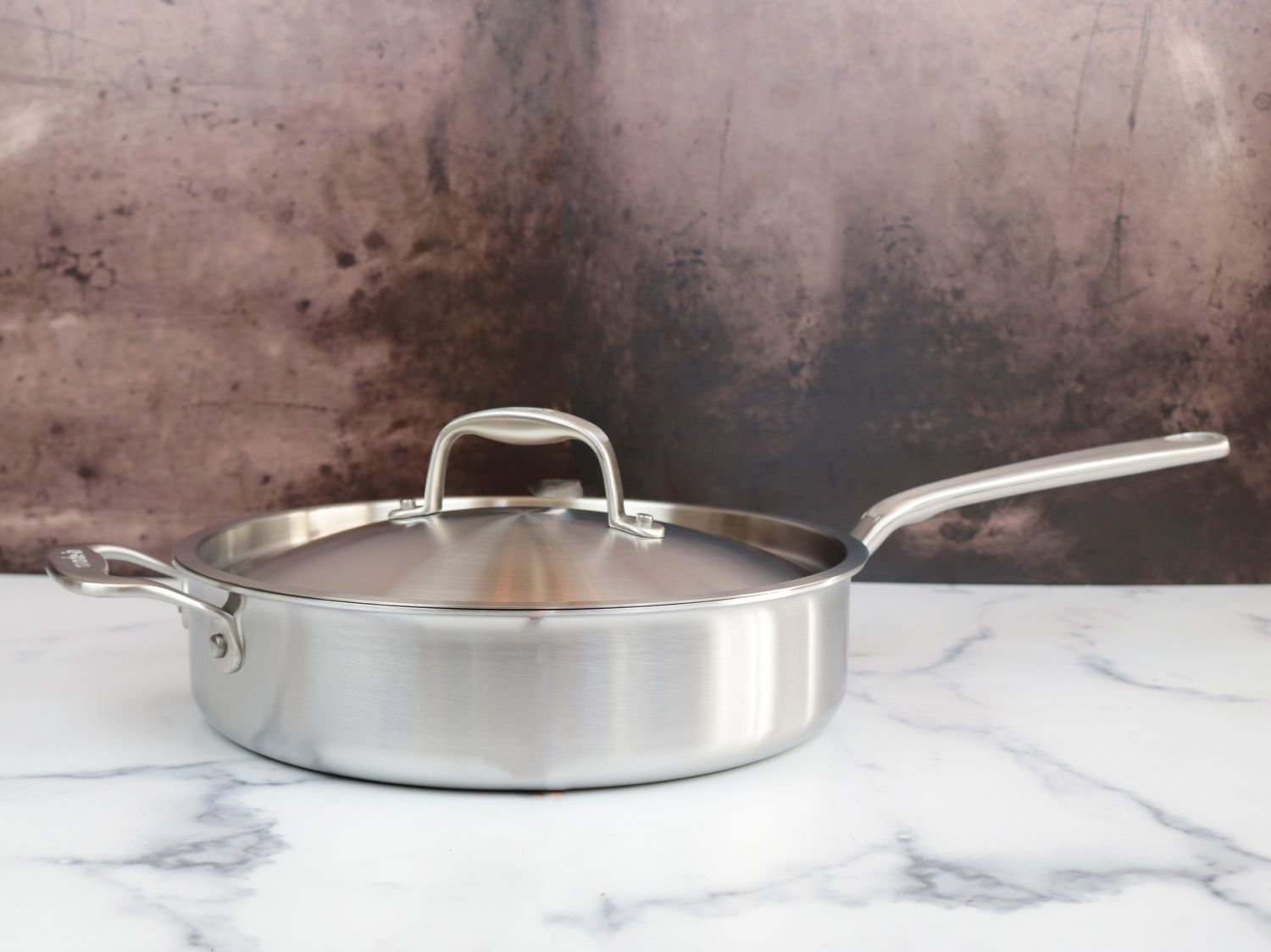 Made In Stainless Clad Saute Pan 3.5 QT on marble surface