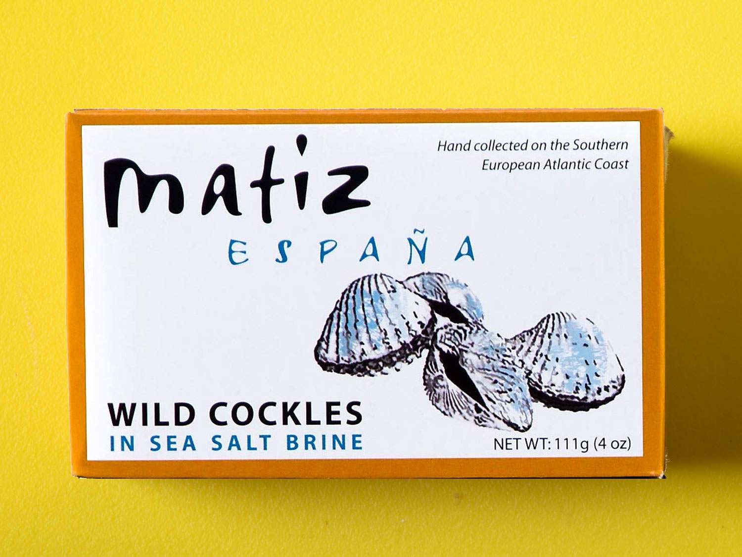 Packaging of Matiz wild cockles.
