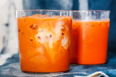 Side view of thai iced tea