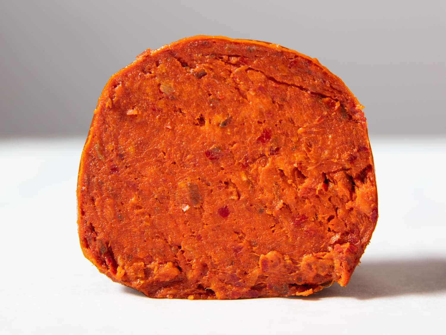 Cross-section of a sliced 'nduja.